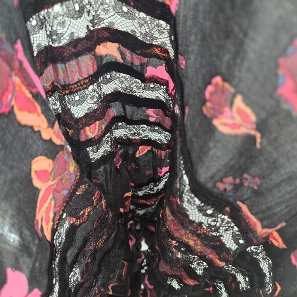 Intimately Free People Black Pink Lace Trapeze Voile Mini Slip Dress XS - Picture 11 of 12